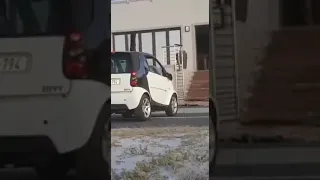 Smart car driving up stairs in melkbos Cape Town