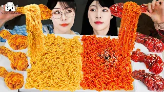 ASMR MUKBANG| 직접 만든 불닭볶음면 양념치킨 먹방 & 레시피 FRIED CHICKEN AND FIRE NOODLES EATING