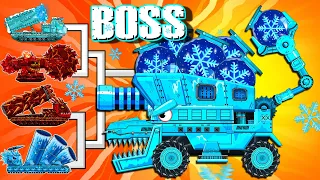 VEHICLE BATTLE : Ice Dump Truck VS Ice M270 / Fire M270 / Fire Sawblade | Arena Tank Cartoon