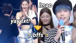 Itzy and TXT being besties for 8 mins