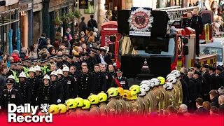 Scots firefighter given hero's send off as mourners line the streets for funeral