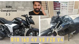 Yamaha Fzs V4 vs TVS RTR 160 4V Ride Comparison in Tamil | V4 or 160 4v?