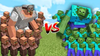 Extreme VILLAGERS vs ZOMBIE ARMY in Minecraft Mob Battle