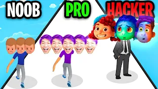 NOOB vs PRO vs HACKER In MULTI HEADS 3D!? (ALL LEVELS!)