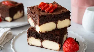 BROWNIE-CHEESECAKE. A dessert that surprises! Quick and easy recipe