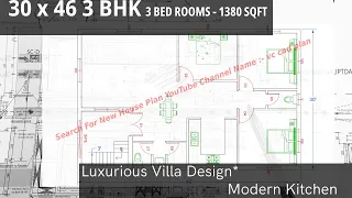 30x46 Ghar Ka Naksha | 30 x 46 House Plan 3 bhk | 30*46 House Map | VC Cad Plan ||