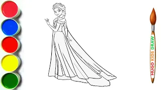 Princess Elsa from Frozen Drawing Painting Coloring for Kids & Toddlers | Learn how to draw