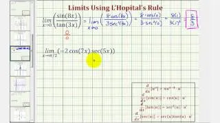 Ex 2: Use L'Hopital's Rule to Determine a Limit Approaching Zero with Trig Function
