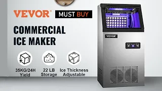 VEVOR 110V Commercial Ice Maker, 120LBS/24H with 22LBs Storage