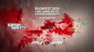 Karate WKF 2020 Budapest - Italy vs Spain - Cadet & Junior Kata Team Female Final