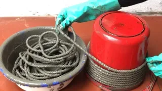 ROPES And CEMENT ( .Easy And Beautiful ) .How To Make Flower Pots.