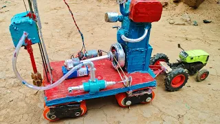diy tractor mini borewell drilling machine l  science project l submersible water pump