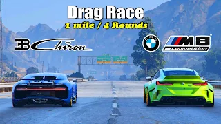 BMW m8 tuned vs Bugatti Chiron drag race |  BMW M8 Wide body vs Chiron