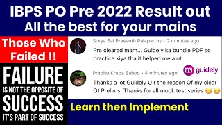 IBPS PO Pre Result 2022 - Those who failed !! | Failure is the part of SUCCESS | Learn & Implement