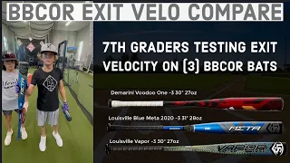 BBCOR Bat Exit Velocity Reviews from 7th Graders | Louisville Blue Meta Vapor & Demarini Voodoo One