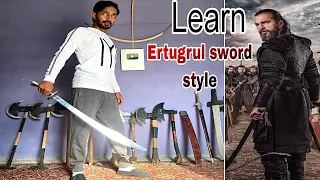 learn ertugrul sword style | ertugrul head cutting sword spin tricks | Ertugrul sword skills