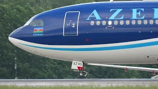 Beautiful and rare aircraft of Azerbaijan Airlines A340-500 at Domodedovo, 2021.