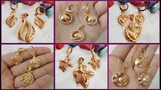 Gold Pendant and Earring Designs || Light Weight New Gold Pendant with Earring Designs