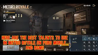 BEST TALENTS to use in Metro Royale on PUBG MOBILE and BGMI! TALENT POINTS WORKING WATCH THIS VIDEO!