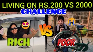 LIVING ON RS.200 VS 2000 BUDGET CHALLENGE🤑 Rich lifestyle vs Poor lifestyle😭 24 Hours Challenge 😱