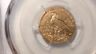 PCGS unboxing of quarter eagle gold coins with a counterfeit.
