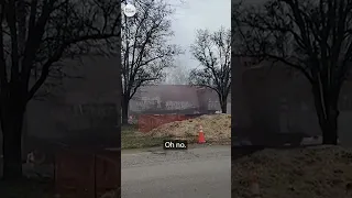 Train derails after smashing into truck carrying 134-foot beam | USA TODAY #Shorts