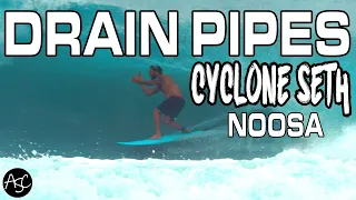 "DRAIN PIPES" CYCLONE SETH SURF, Main Beach Noosa Heads - Sunshine Coast QLD [4K]