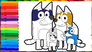 How to draw Bluey and Her Family Step By Step/Drawing And Coloring Bluey Family for Kids#bluey #draw