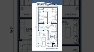 25’× 50’ house plan, 25 by 50 home plan, 25*50 house plan, 2BHK & parking, East Facing