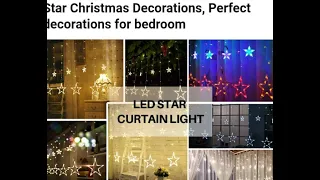 LED Curtain String Lights Window Curtain Lights with 8 Flashing Modes Decoration for Christmas..
