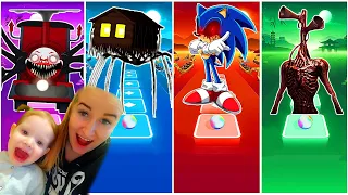 Choo choo Charles exe vs Spider House Head vs Sonic exe vs Siren Head 🌟 Tiles Hop EDM Rush