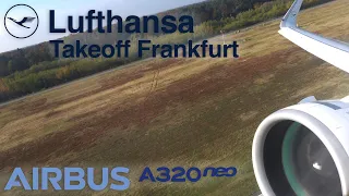 [4K] Lufthansa A320neo ✈ Takeoff Frankfurt | Engine View