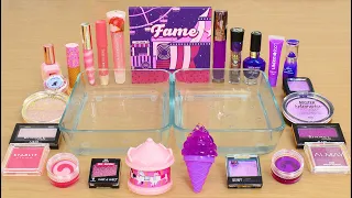 Pink vs Purple - Mixing Makeup Eyeshadow Into Slime ASMR 393 Satisfying Slime Video