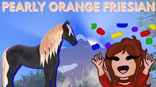 CATCHING a PEARLY ORANGE FRIESIAN on MOUNTAIN ISLAND in WILD HORSE ISLANDS on ROBLOX