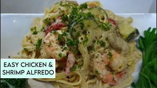 Super Easy Chicken & Shrimp Fettuccine Alfredo: Secret Ingredient Shhh |  Pakistino Home Kitchen