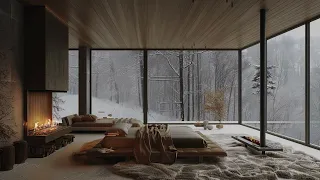 Snowy ASMR Ambience | Cozy Room Ambience | Fireplace ASMR Ambience | Eased Tinnitus and Pain Relief