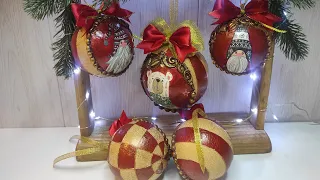 Набор ёлочных игрушек #decoupage  #cracles Set of Christmas decorations