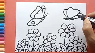 Easy Flower Garden drawing