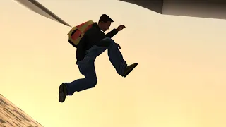 What happens if you jump from a parachute at the beginning of a stowaway mission? (GTA SA)