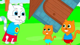 Cats Family in English - Superman strongman Cartoon for Kids