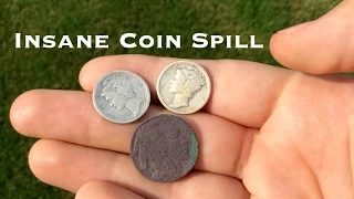 Crazy Silver Coin Spill Found Metal Detecting 2015.