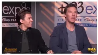 Compilation of Benedict Cumberbatch stopping Tom Holland from spoiling Avengers infinity war