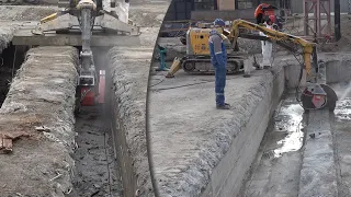 Extreme concrete reinforcement cut by D3HSW saw: demolition of a station ceiling