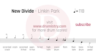 Linkin Park - New Divide Drumless Track Drum Score