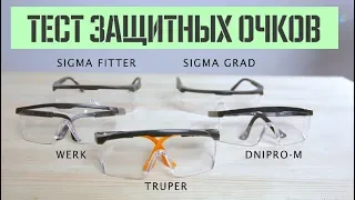 Test of safety glasses from different manufacturers