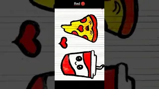 #shorts How to draw cute coca cola and a slice of pizza drawing easily with step by step for kids