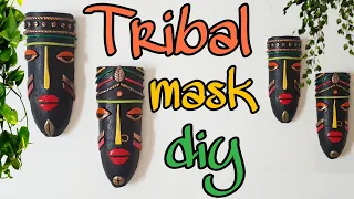 Tribal mask making | tribal mask from waste materials | wall decor diy | a diy day