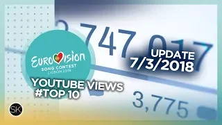 Eurovision Song Contest 2018 - Top 10 Youtube Views 7/3/2018