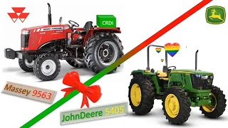 Johndeere 5405 HPCR 👑 vs Massey 9563 CRDI 🔥 Powerful 63hp Tractor. Which one Will You Choose 🤔