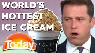 Karl Stefanovic eats the world's hottest ice cream